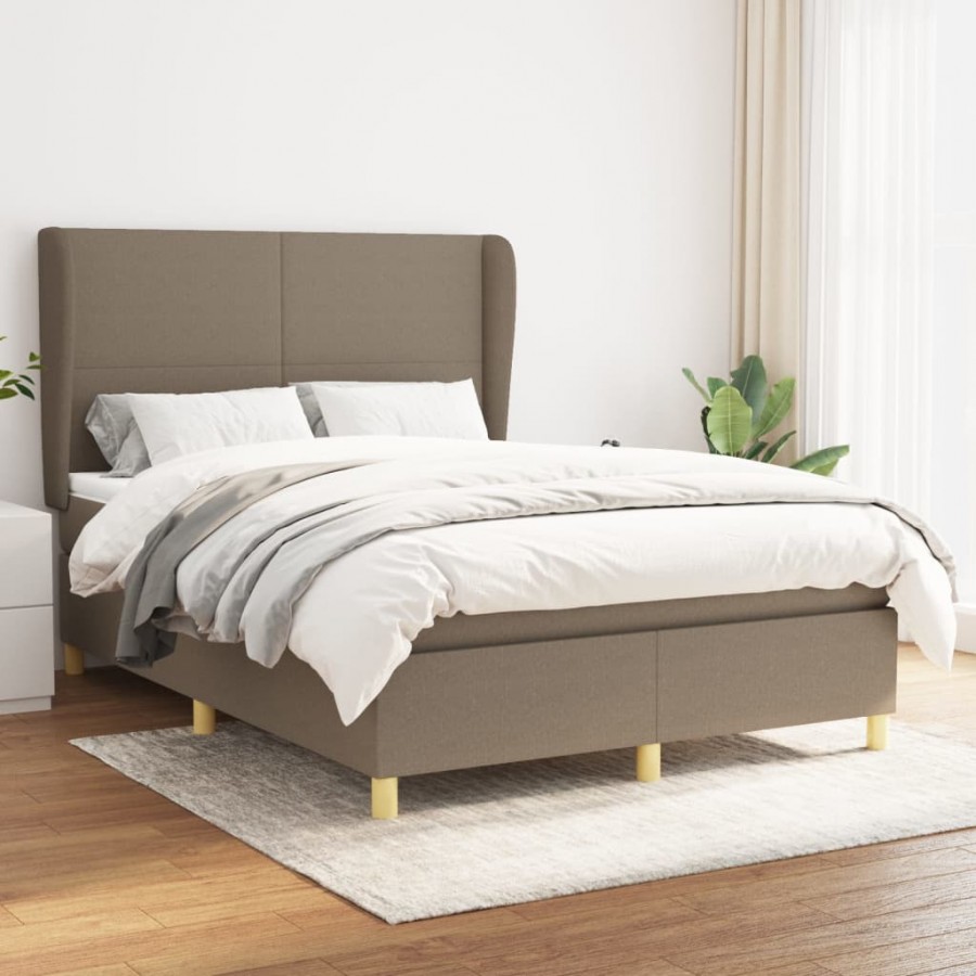 Sommier à lattes de lit avec matelas Taupe 140x200 cm Tissu