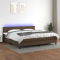 cadre de lit matelas et LED Marron foncé 200x200 cm