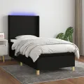 cadre de lit matelas et LED Noir 80x200cm Tissu