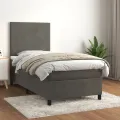 cadre de lit et matelas Gris foncé 80x200 cm Velours