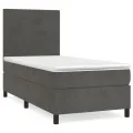 cadre de lit et matelas Gris foncé 80x200 cm Velours