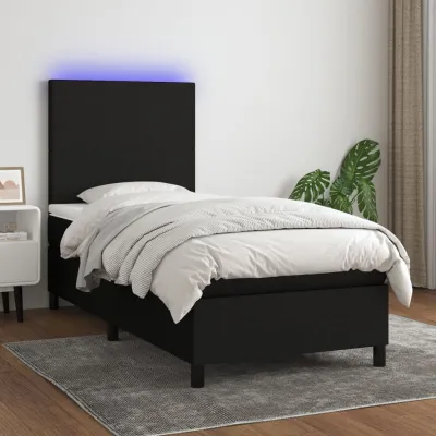 cadre de lit avec matelas et LED Noir 80x200cm Tissu