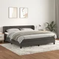 cadre de lit et matelas Gris foncé 160x200cm Velours