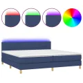 cadre de lit et matelas et LED Bleu 200x200 cm Tissu