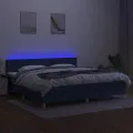 cadre de lit et matelas et LED Bleu 200x200 cm Tissu