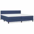 cadre de lit avec matelas Bleu 200x200 cm Tissu