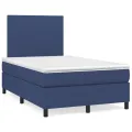 cadre de lit avec matelas Bleu 120x200 cm Tissu