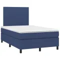 cadre de lit avec matelas Bleu 120x200 cm Tissu
