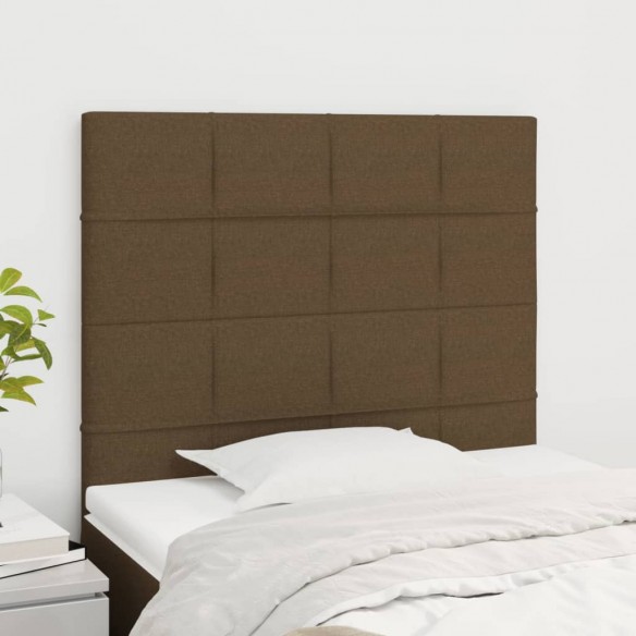 Têtes de lit 2 pcs Marron Foncé 100x5x78/88 cm Tissu