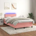 cadre de lit avec matelas LED Rose 120x200cm Velours