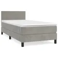 cadre de lit et matelas Gris clair 90x190 cm Velours