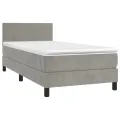 cadre de lit et matelas Gris clair 90x190 cm Velours