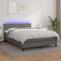cadre de lit avec matelas et LED Gris 140x200 cm
