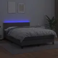 cadre de lit avec matelas et LED Gris 140x200 cm