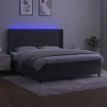 cadre de lit matelas et LED Gris foncé 180x200 cm