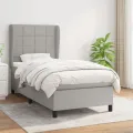 cadre de lit avec matelas Gris clair 100x200cm Tissu