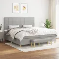 cadre de lit avec matelas Gris clair 200x200cm Tissu