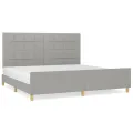 Cadre de lit avec tête de lit Gris clair 200x200 cm Tissu