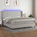 cadre de lit matelas LED Gris clair 200x200 cm Tissu