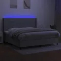 cadre de lit matelas LED Gris clair 200x200 cm Tissu
