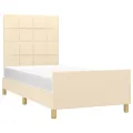 Cadre de lit avec tête de lit Crème 90x190 cm Tissu