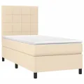 cadre de lit et matelas Crème 90x190 cm Tissu