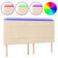 Tête de lit à LED Crème 200x5x118/128 cm Tissu