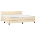 cadre de lit et matelas et LED Crème 200x200cm Tissu