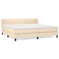 cadre de lit avec matelas Crème 200x200 cm Tissu
