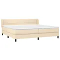 cadre de lit avec matelas Crème 200x200 cm Tissu