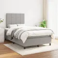 cadre de lit avec matelas Gris clair 120x200cm Tissu