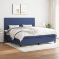 cadre de lit avec matelas Bleu 200x200 cm Tissu