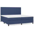 cadre de lit avec matelas Bleu 200x200 cm Tissu