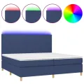 cadre de lit et matelas et LED Bleu 200x200 cm Tissu