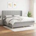 cadre de lit avec matelas Gris clair 200x200cm Tissu