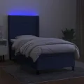 cadre de lit matelas et LED Bleu 100x200 cm Tissu