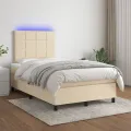 cadre de lit et matelas et LED Crème 120x200cm Tissu