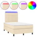 cadre de lit et matelas et LED Crème 120x200cm Tissu