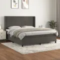 cadre de lit et matelas Gris foncé 160x200cm Velours
