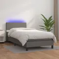 cadre de lit et matelas et LED Gris 90x190 cm