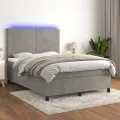 cadre de lit avec matelas LED Gris clair 140x190 cm
