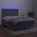 cadre de lit avec matelas LED Gris clair 140x190 cm