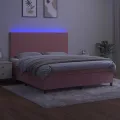 cadre de lit et matelas LED Rose 160x200 cm Velours