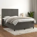cadre de lit et matelas Gris foncé 140x190cm Velours