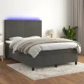 cadre de lit avec matelas LED Gris foncé 140x190 cm