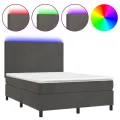 cadre de lit avec matelas LED Gris foncé 140x190 cm