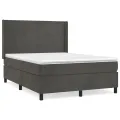 cadre de lit et matelas Gris foncé 140x190cm Velours