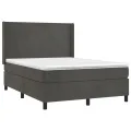 cadre de lit et matelas Gris foncé 140x190cm Velours