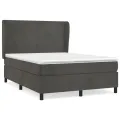cadre de lit et matelas Gris foncé 140x190cm Velours