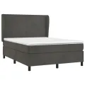 cadre de lit et matelas Gris foncé 140x190cm Velours